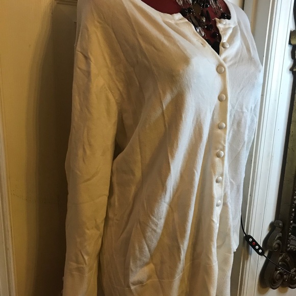 WOMENS GRACE ELEMENTS CARDIGAN SWEATER BUTTON UP -PLUS SIZE 3X - IVORY- EUC - Picture 3 of 11